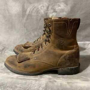 Ariat Women's Boots Brown Leather Lace-Up Western Size 8 B Kilty